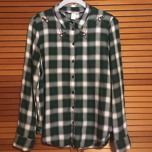 H&M Embellished flannel top